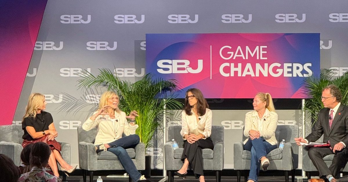 From left, Heidi Noland, Hillary Mandel, Rachel Epstein, Heidi Browning and moderator Abe Madkour seated on the Game Changers stage